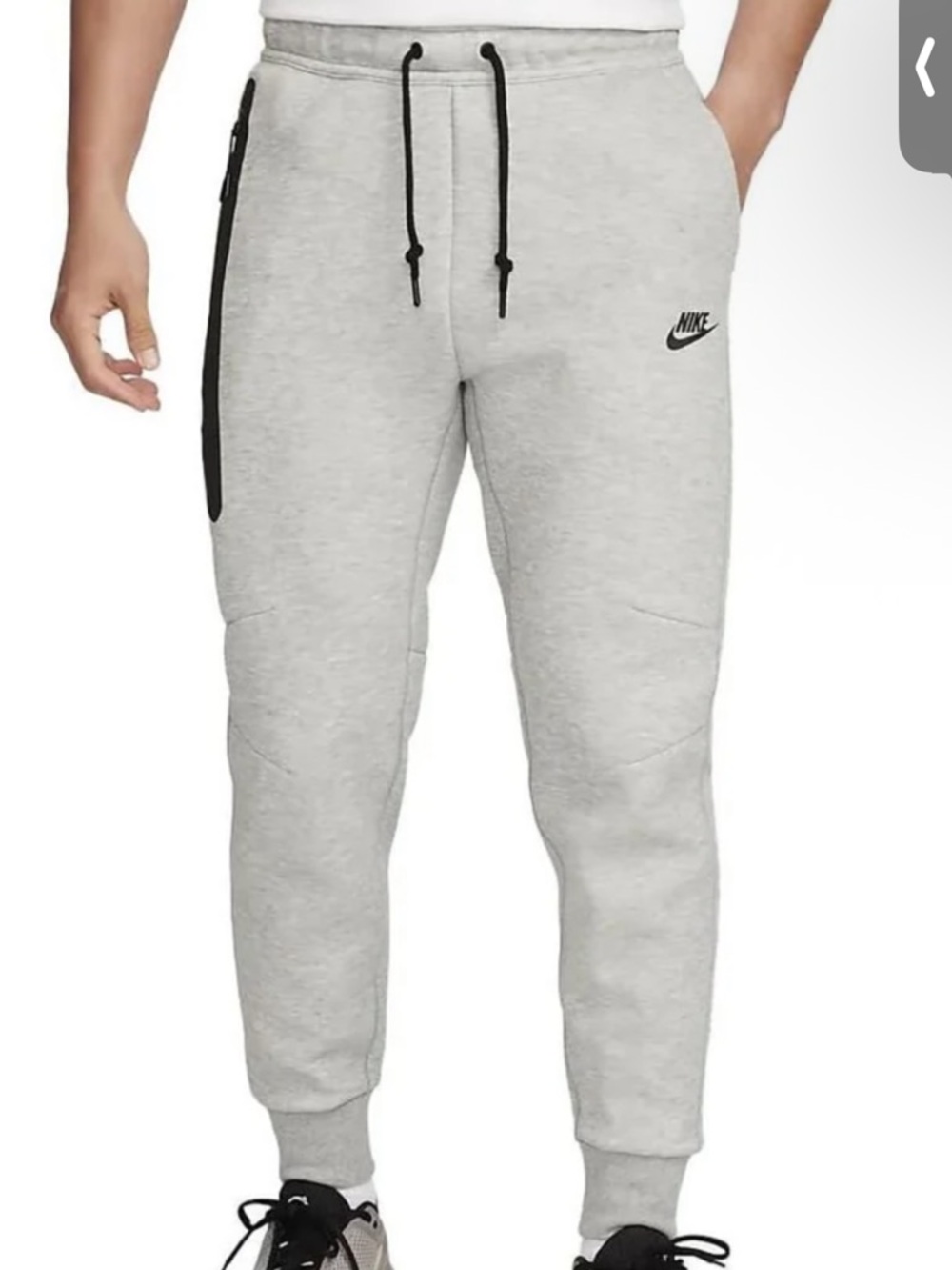 Nike Light Gray men’s  Fleece Joggers with Black Drawstrings